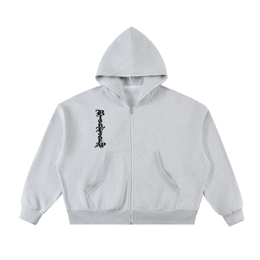 Fleeced Full-Zip Boxy Hoodie